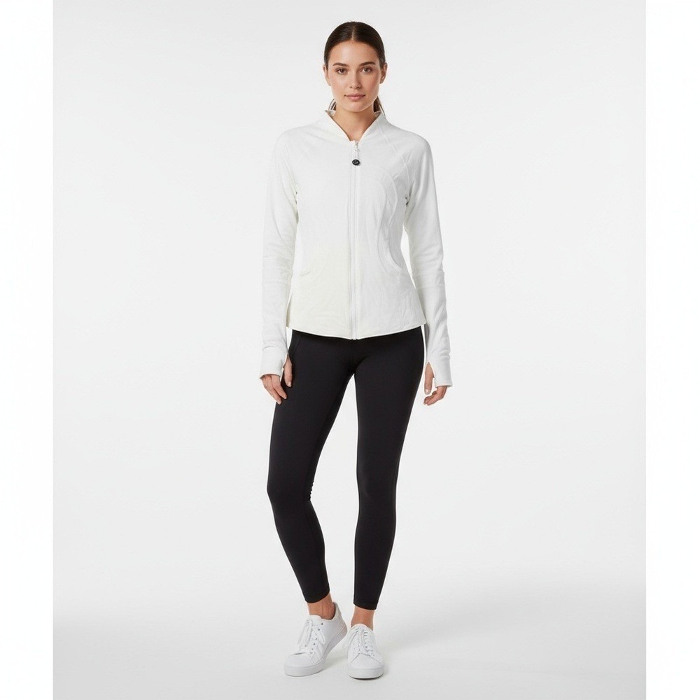 Lululemon Reversible Jacket Women 4 Off White Perforated Zip Up Athletic Hoodie